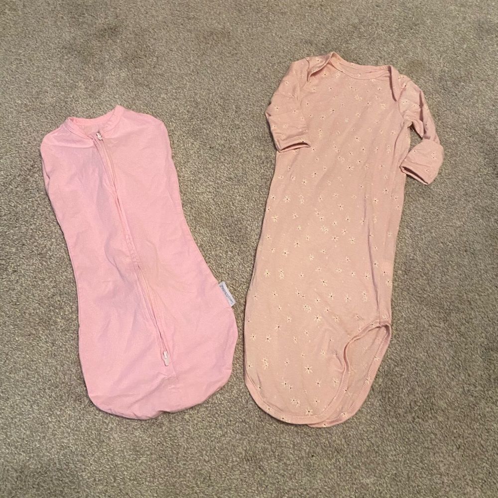 Zipper Swaddleme. Knotted gown Jessica Simpson Light pink‎ newborn 0/3m